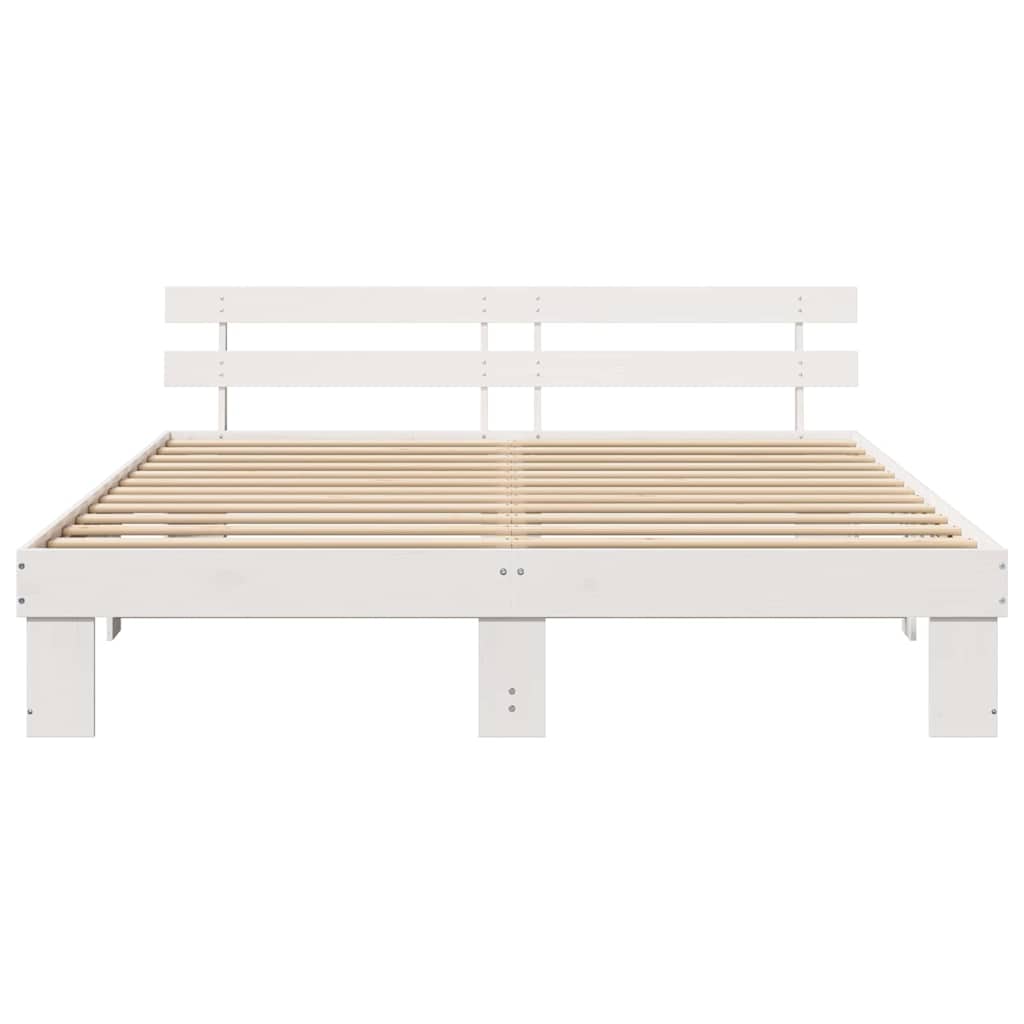 Bed Frame with Headboard White 200 x 200 cm